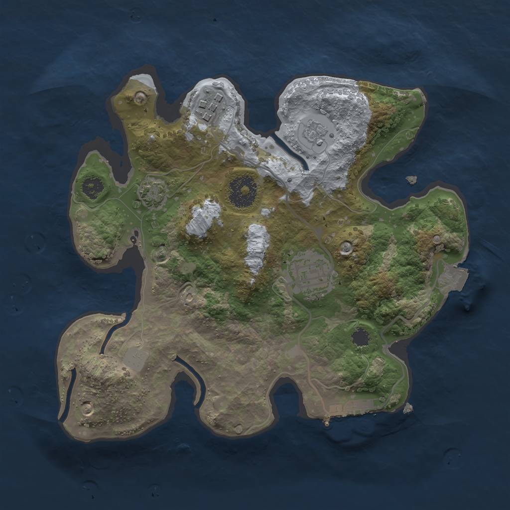 Rust Map: Procedural Map, Size: 2500, Seed: 847579958, 8 Monuments