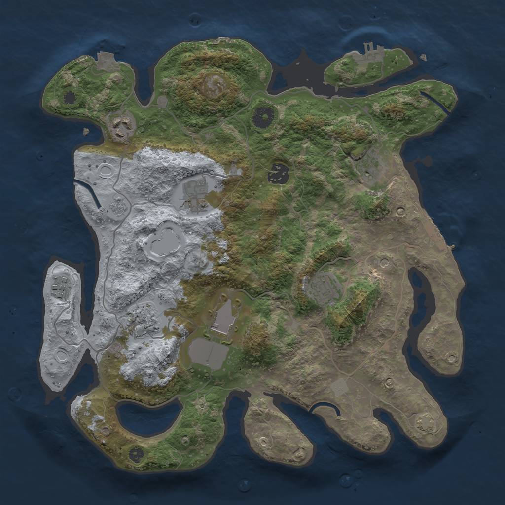 Rust Map: Procedural Map, Size: 3500, Seed: 835454916, 16 Monuments