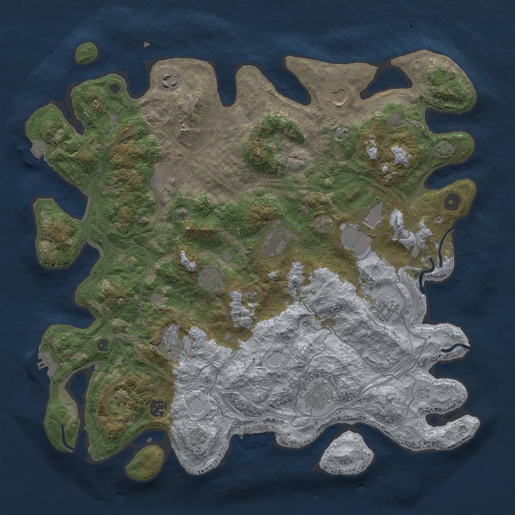 Rust Map: Procedural Map, Size: 4500, Seed: 2259097, 19 Monuments