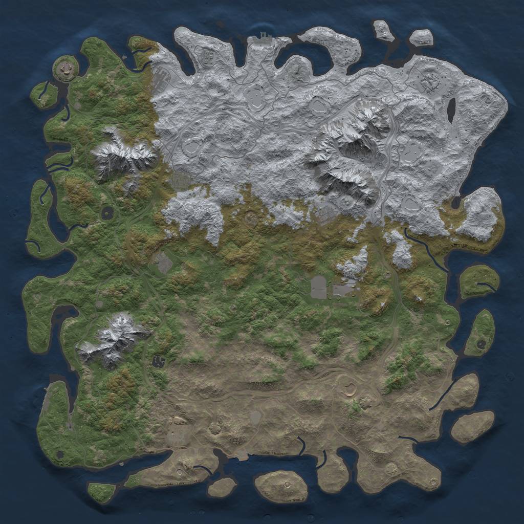 Rust Map: Procedural Map, Size: 6000, Seed: 1104079554, 19 Monuments
