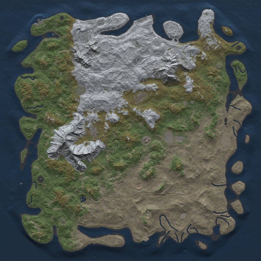 Rust Map: Procedural Map, Size: 6000, Seed: 851919, 19 Monuments