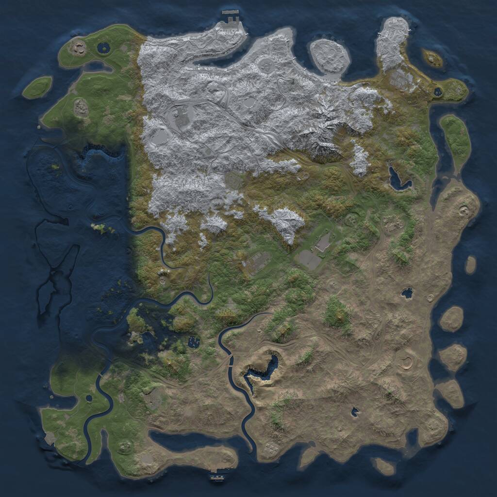 Rust Map: Procedural Map, Size: 6000, Seed: 851919, 17 Monuments