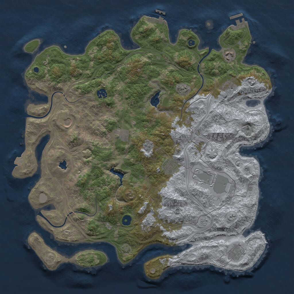 Rust Map: Procedural Map, Size: 4400, Seed: 40552353, 16 Monuments