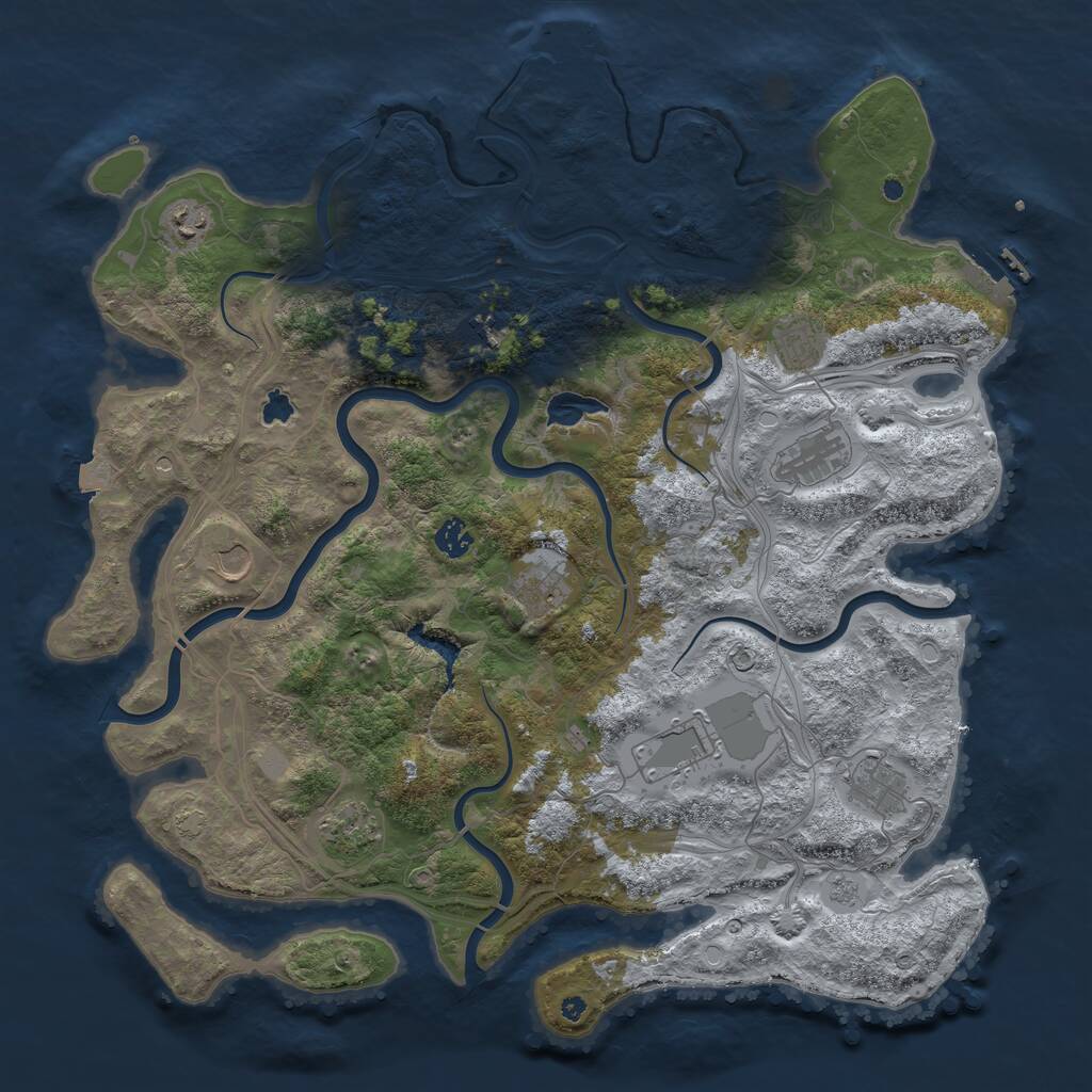 Rust Map: Procedural Map, Size: 4400, Seed: 40552353, 16 Monuments