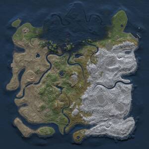 Thumbnail Rust Map: Procedural Map, Size: 4400, Seed: 40552353, 16 Monuments