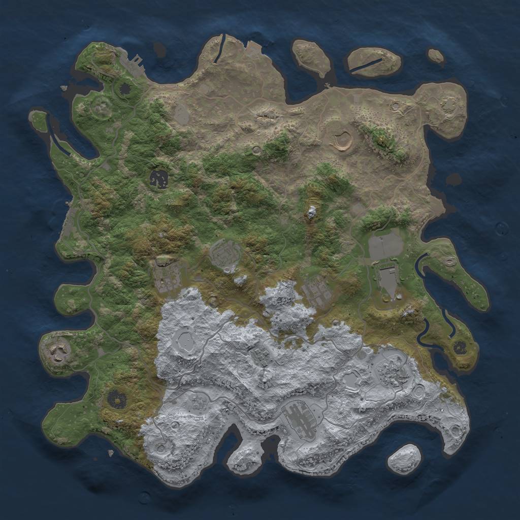 Rust Map: Procedural Map, Size: 4000, Seed: 1552055232, 18 Monuments