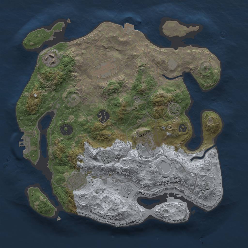 Rust Map: Procedural Map, Size: 3000, Seed: 400481077, 13 Monuments