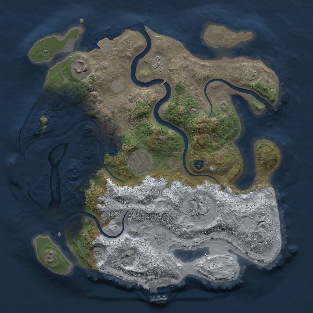 Rust Map: Procedural Map, Size: 3000, Seed: 400481077, 10 Monuments