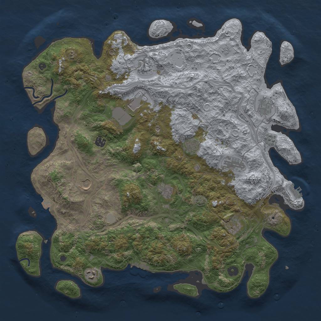 Rust Map: Procedural Map, Size: 4500, Seed: 453123, 19 Monuments
