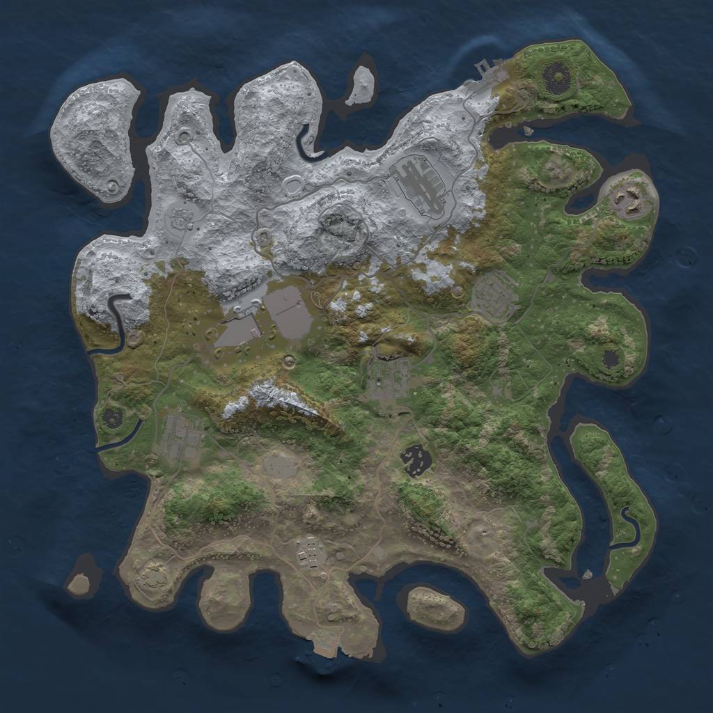 Rust Map: Procedural Map, Size: 3500, Seed: 9554597, 14 Monuments