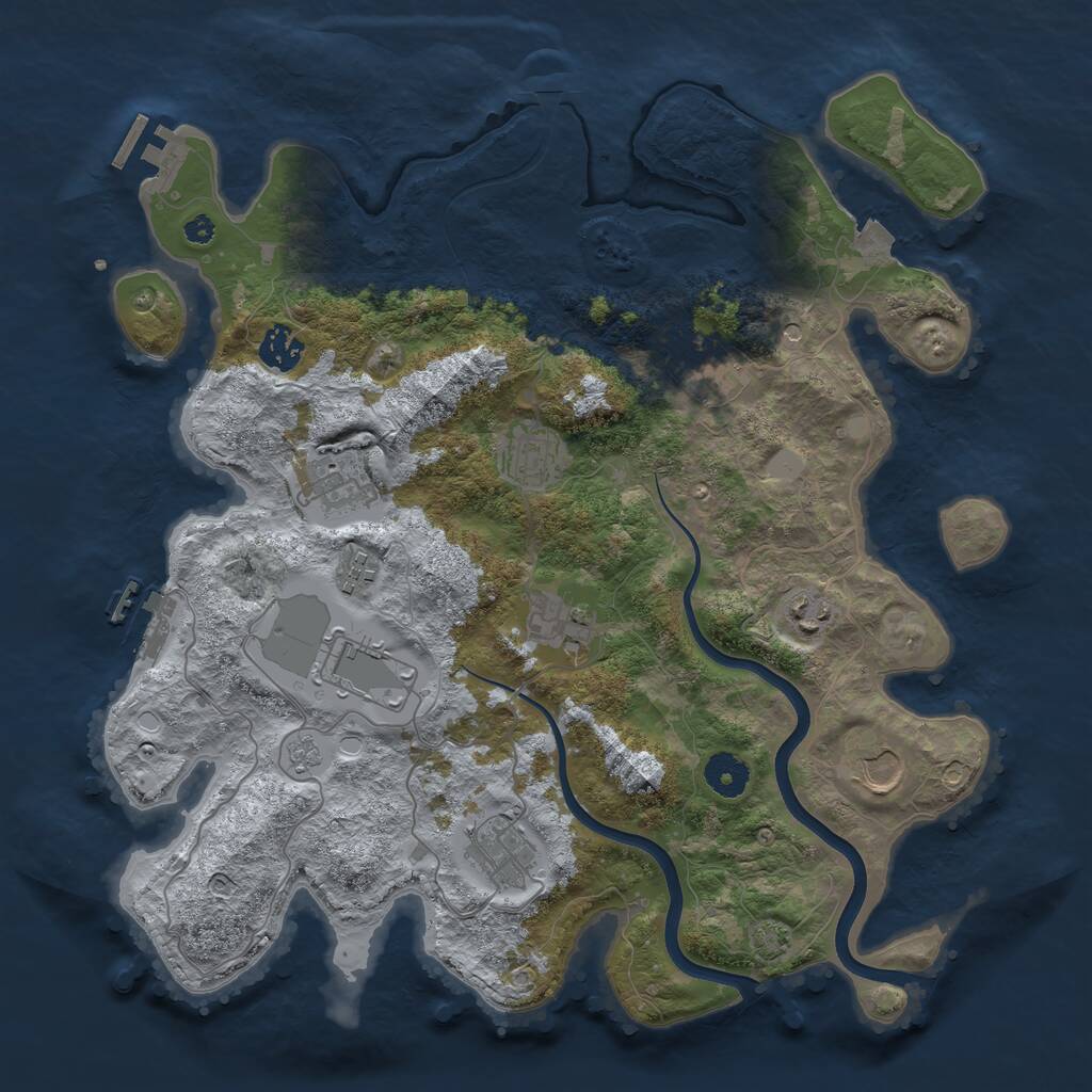 Rust Map: Procedural Map, Size: 3750, Seed: 1158666373, 16 Monuments