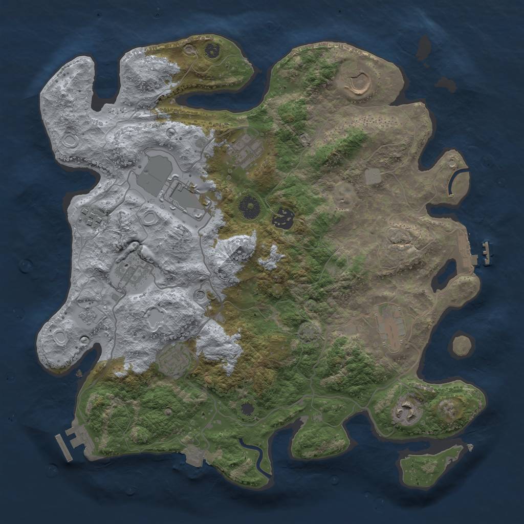 Rust Map: Procedural Map, Size: 3600, Seed: 64100963, 17 Monuments