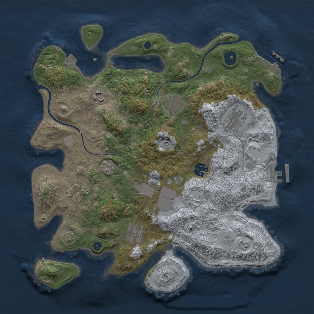 Rust Map: Procedural Map, Size: 3500, Seed: 322060623, 14 Monuments