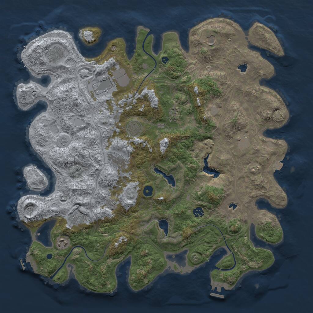 Rust Map: Procedural Map, Size: 4500, Seed: 1021222919, 17 Monuments