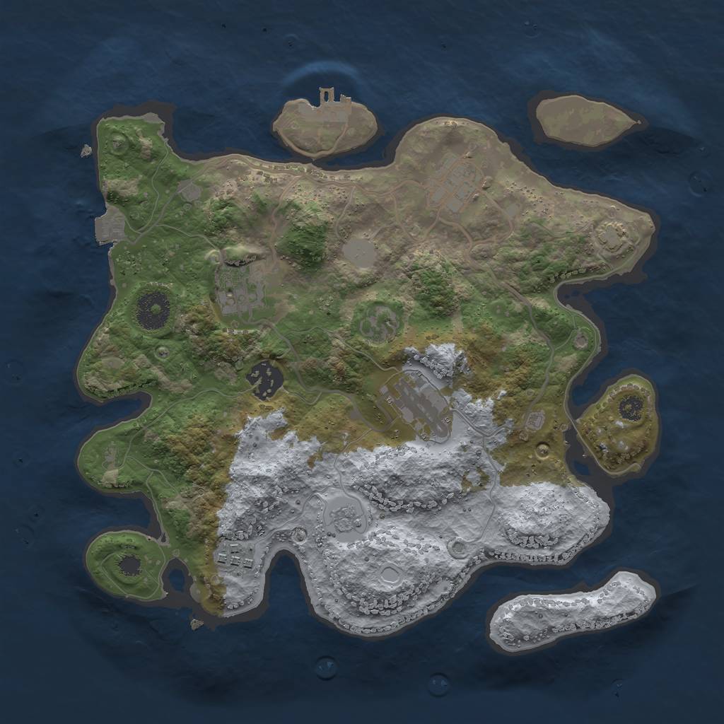 Rust Map: Procedural Map, Size: 3000, Seed: 1172946095, 11 Monuments