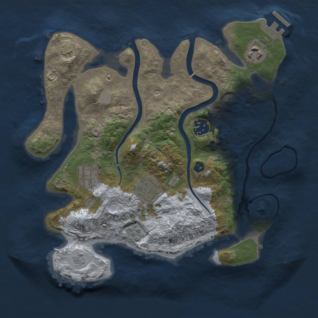 Rust Map: Procedural Map, Size: 3000, Seed: 28208, 10 Monuments