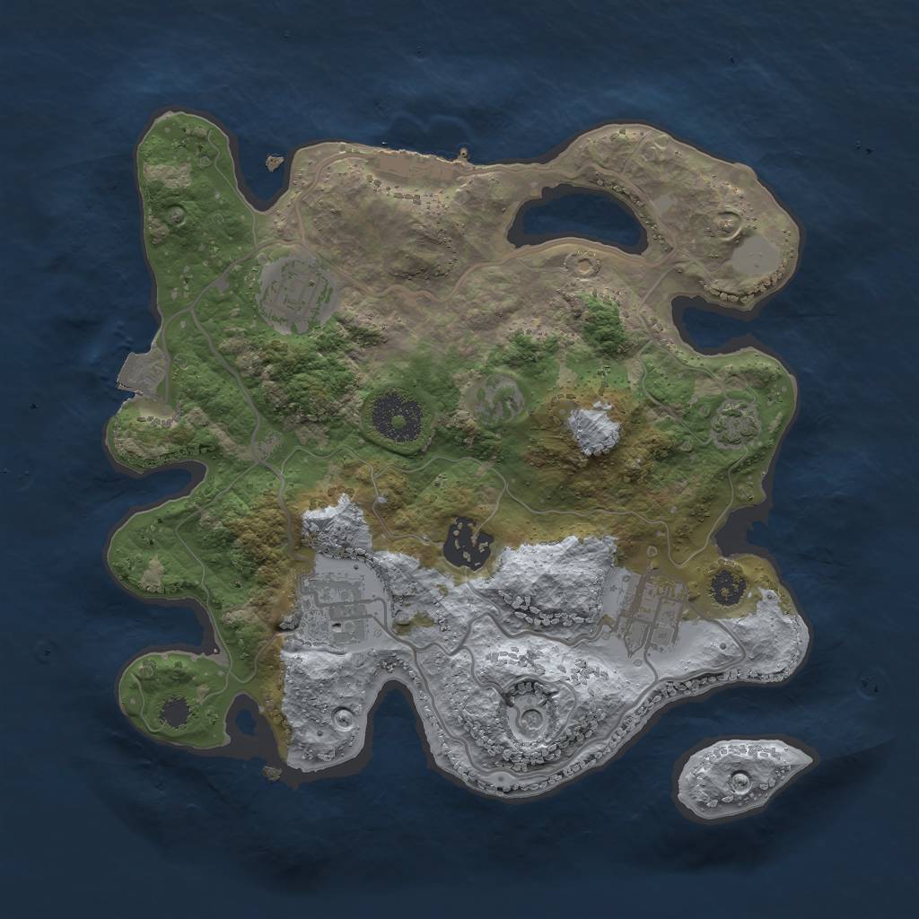 Rust Map: Procedural Map, Size: 2750, Seed: 1172946095, 10 Monuments