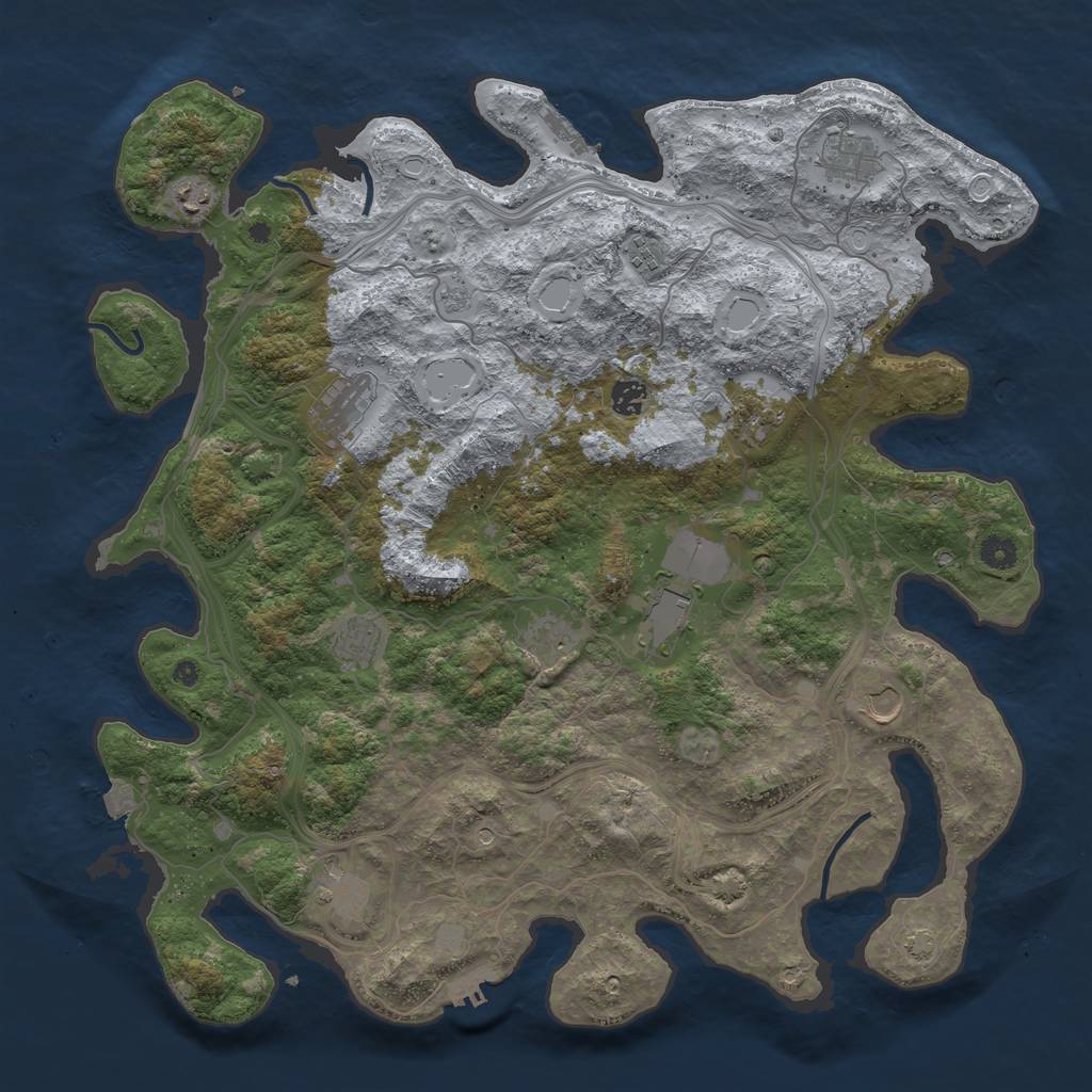 Rust Map: Procedural Map, Size: 4500, Seed: 43412, 19 Monuments