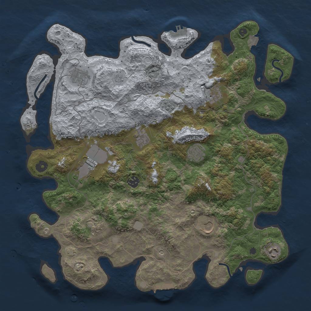 Rust Map: Procedural Map, Size: 4000, Seed: 29876, 18 Monuments