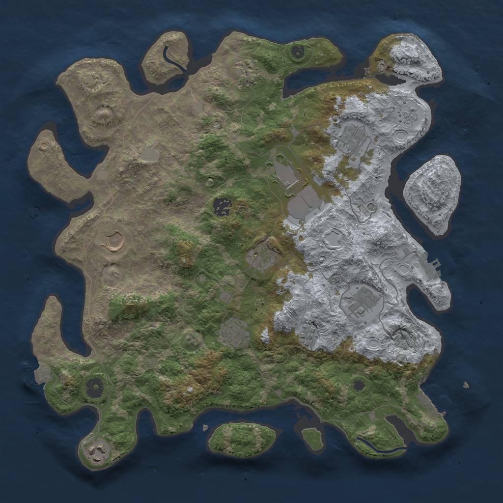 Rust Map: Procedural Map, Size: 3900, Seed: 79534666, 18 Monuments