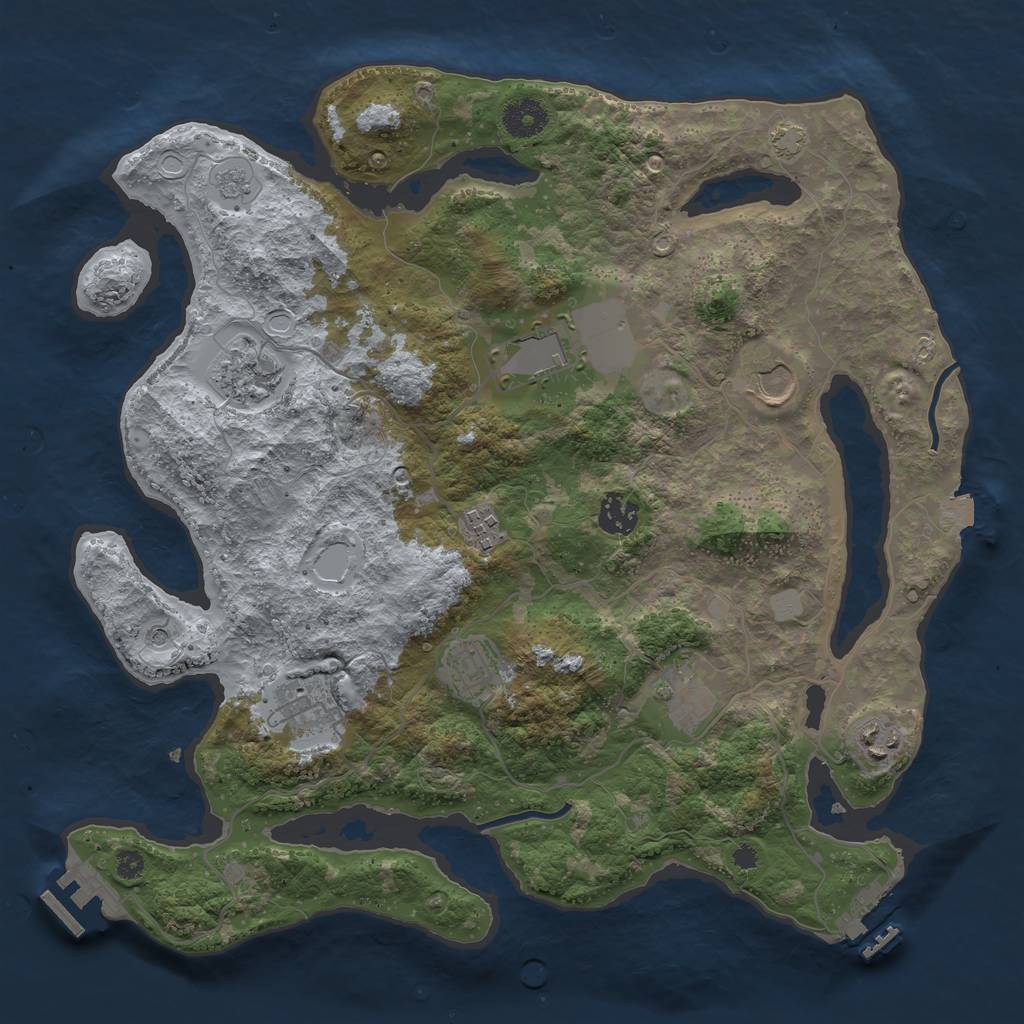 Rust Map: Procedural Map, Size: 3681, Seed: 1441133105, 17 Monuments