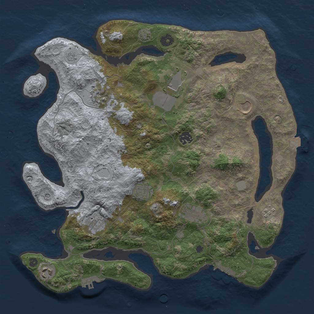 Rust Map: Procedural Map, Size: 3681, Seed: 1441133105, 17 Monuments
