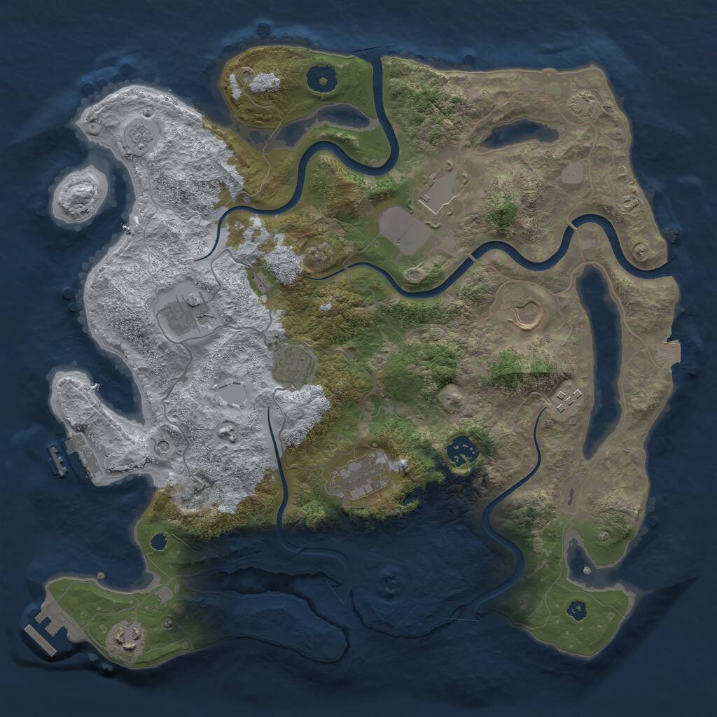 Rust Map: Procedural Map, Size: 3681, Seed: 1441133105, 14 Monuments