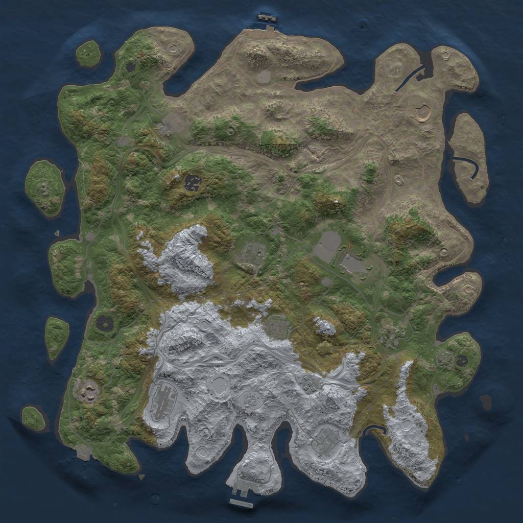 Rust Map: Procedural Map, Size: 4500, Seed: 609037, 19 Monuments
