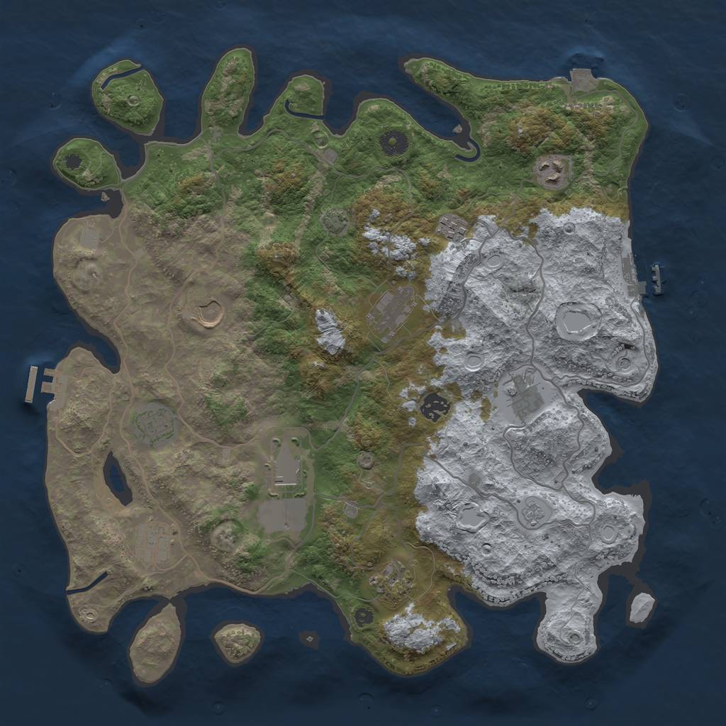 Rust Map: Procedural Map, Size: 4000, Seed: 70711079, 18 Monuments