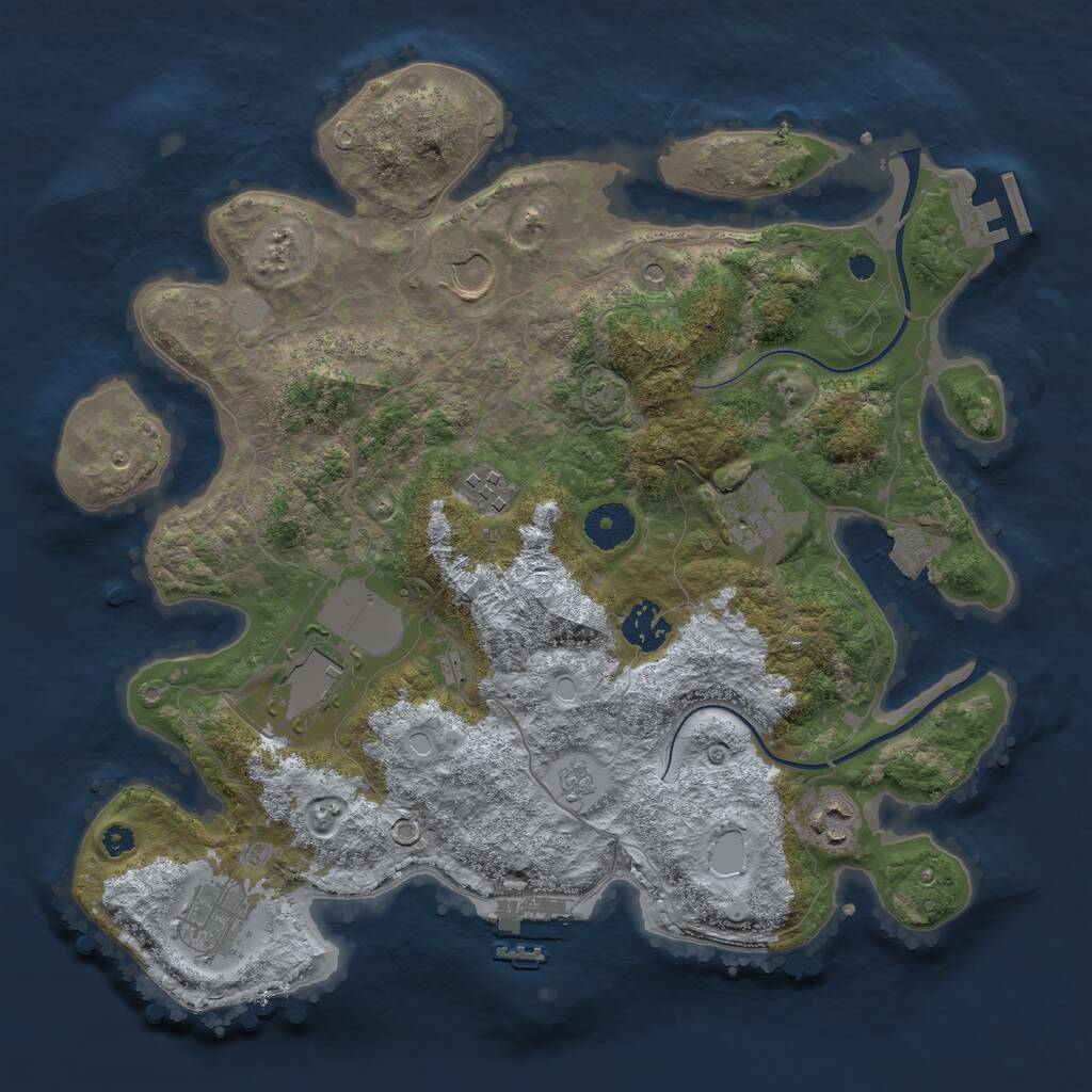Rust Map: Procedural Map, Size: 3500, Seed: 1515476105, 13 Monuments