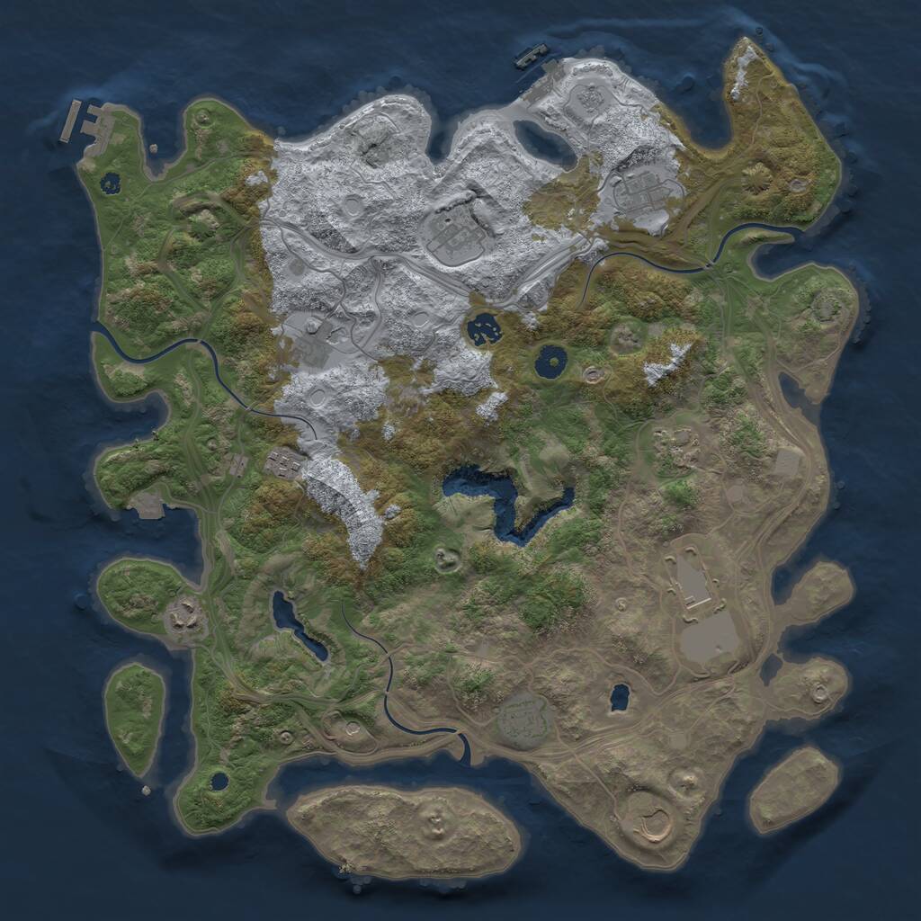 Rust Map: Procedural Map, Size: 4250, Seed: 1908629717, 16 Monuments