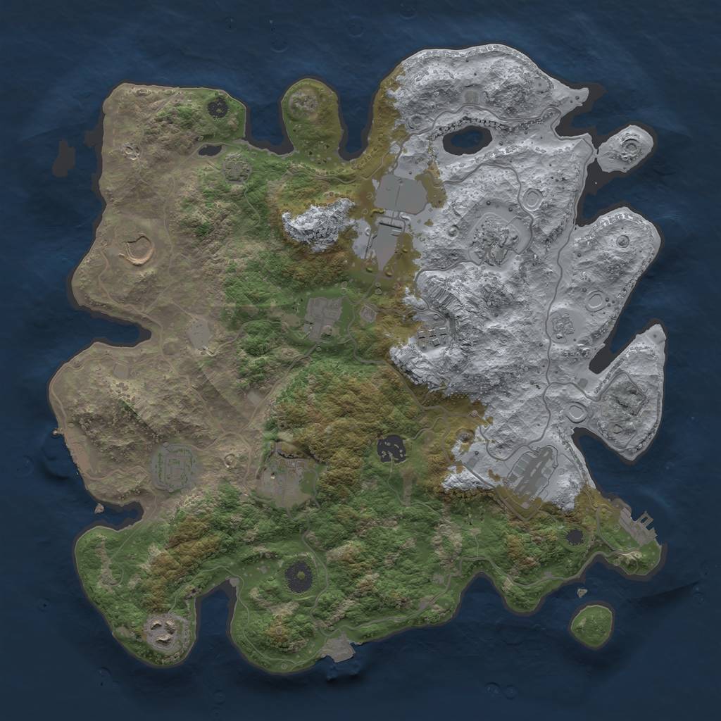Rust Map: Procedural Map, Size: 3700, Seed: 927627, 17 Monuments