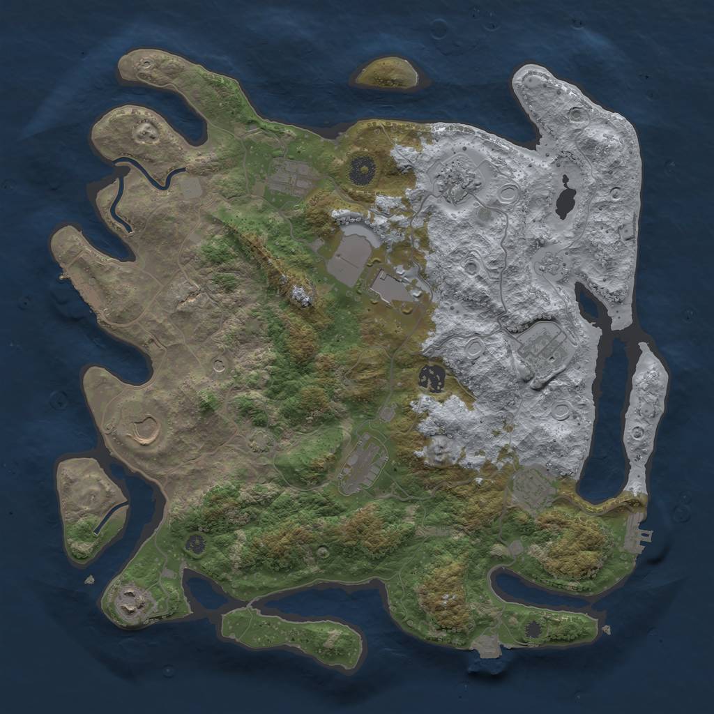 Rust Map: Procedural Map, Size: 3799, Seed: 511145675, 17 Monuments