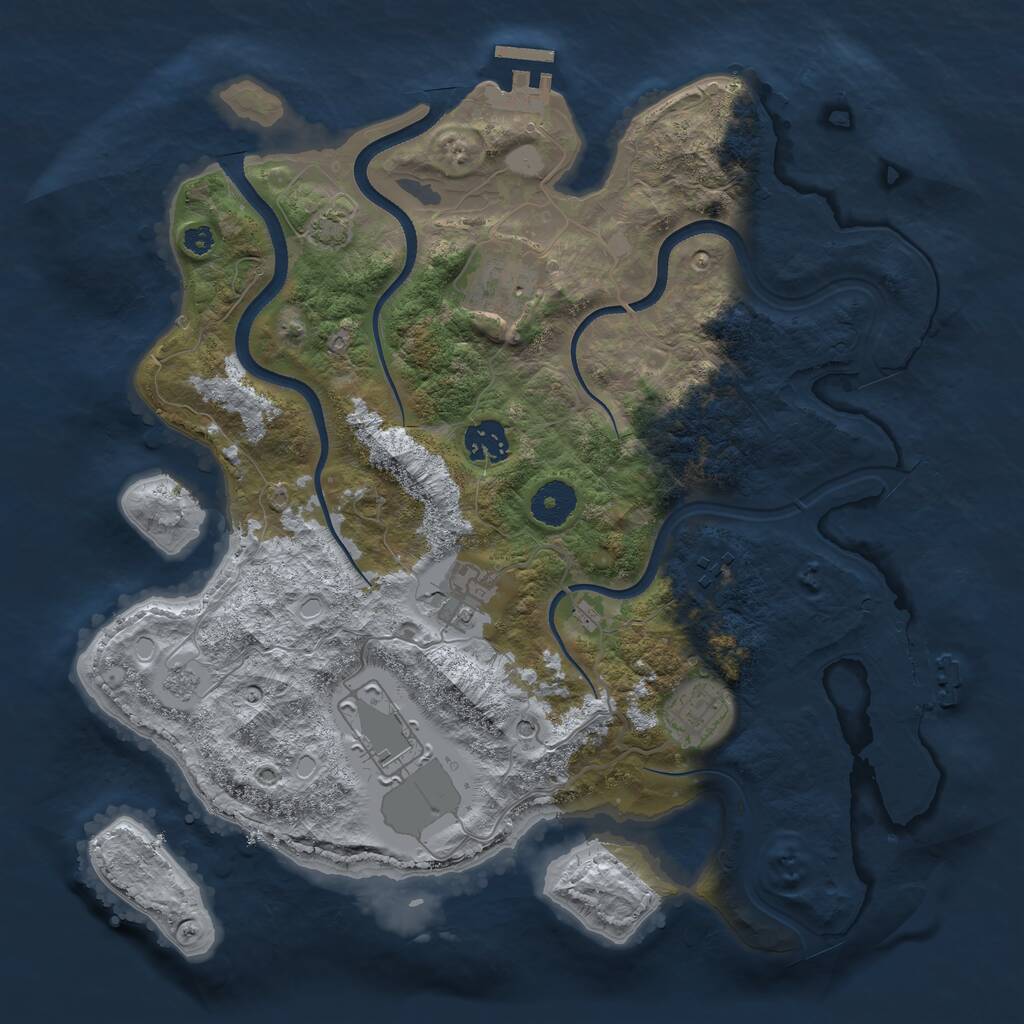 Rust Map: Procedural Map, Size: 3500, Seed: 539940701, 12 Monuments
