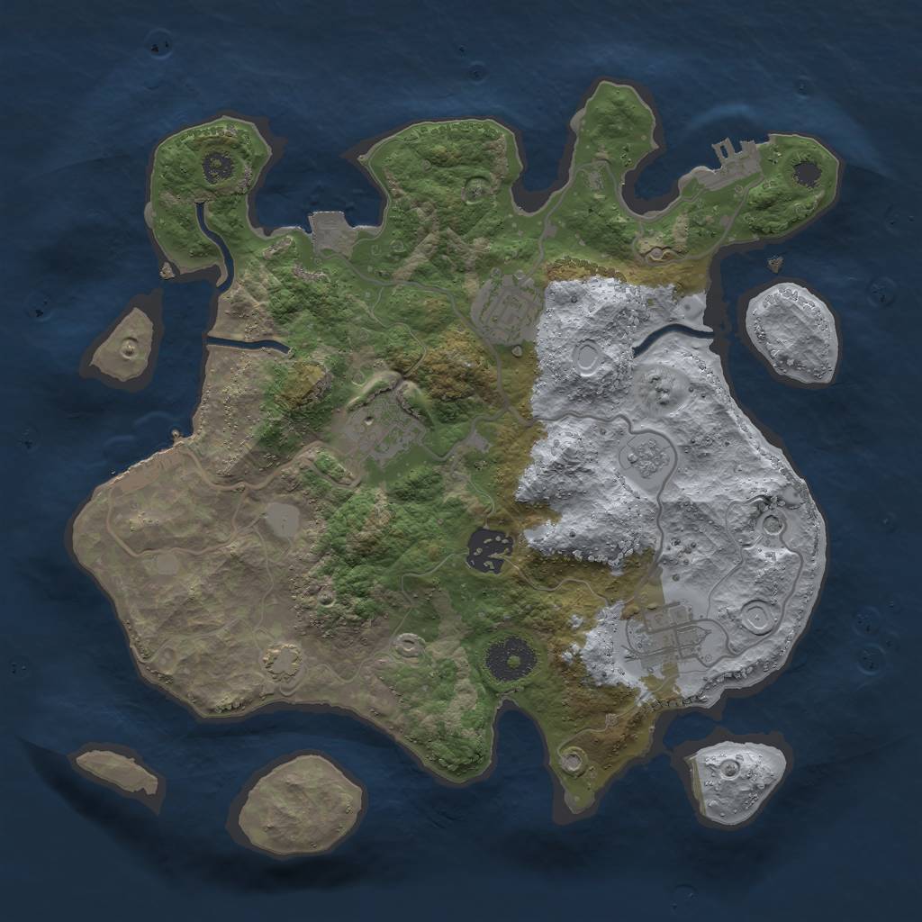 Rust Map: Procedural Map, Size: 3000, Seed: 23647908, 12 Monuments