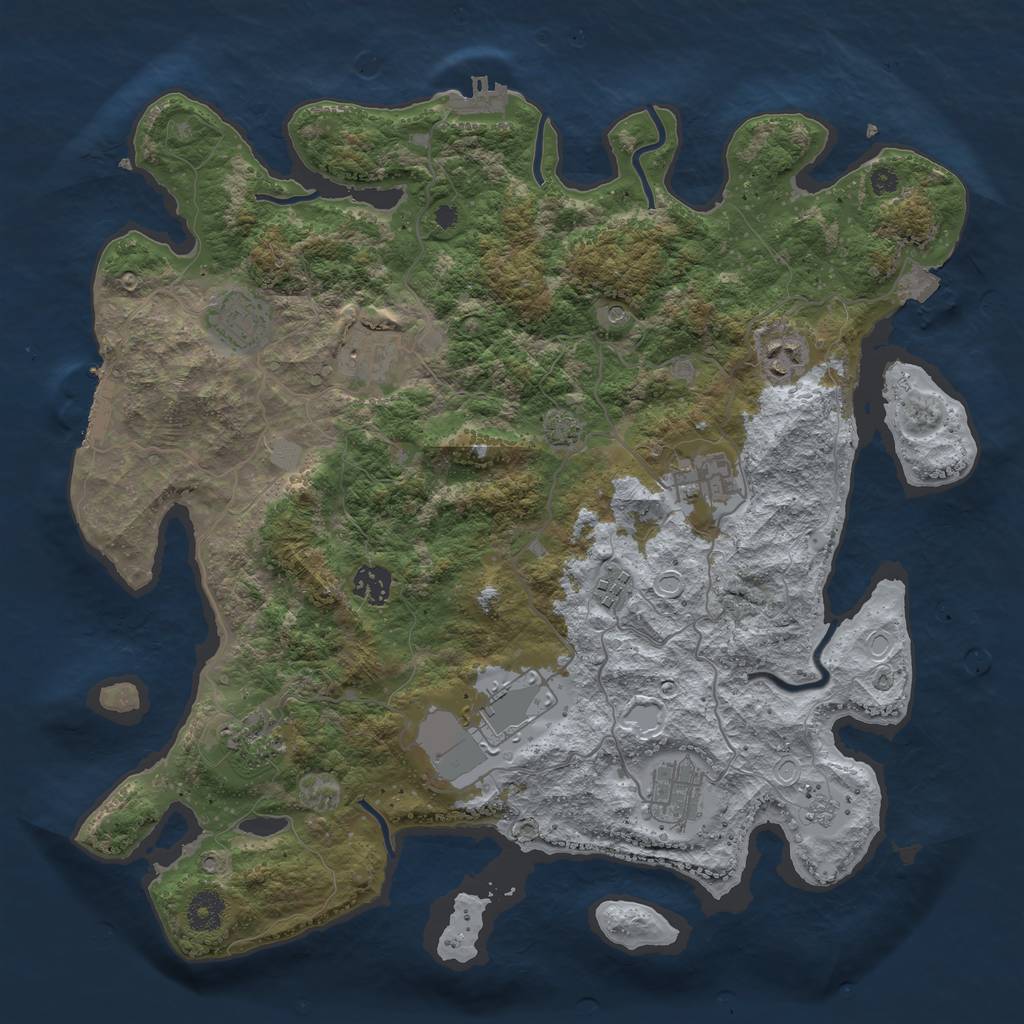 Rust Map: Procedural Map, Size: 3850, Seed: 273736, 17 Monuments