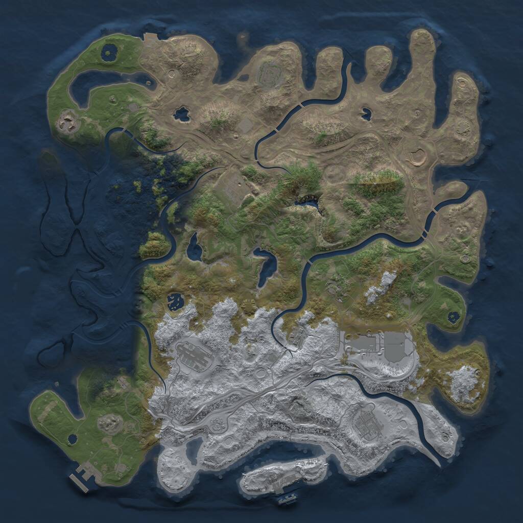 Rust Map: Procedural Map, Size: 4500, Seed: 1964074392, 16 Monuments