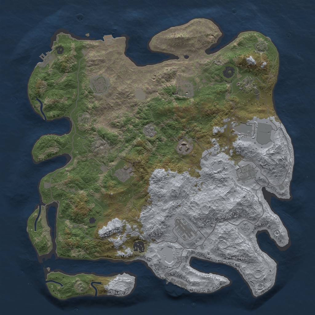 Rust Map: Procedural Map, Size: 4000, Seed: 1877428140, 18 Monuments