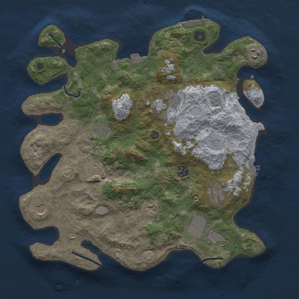 Rust Map: Procedural Map, Size: 3800, Seed: 1530994, 18 Monuments