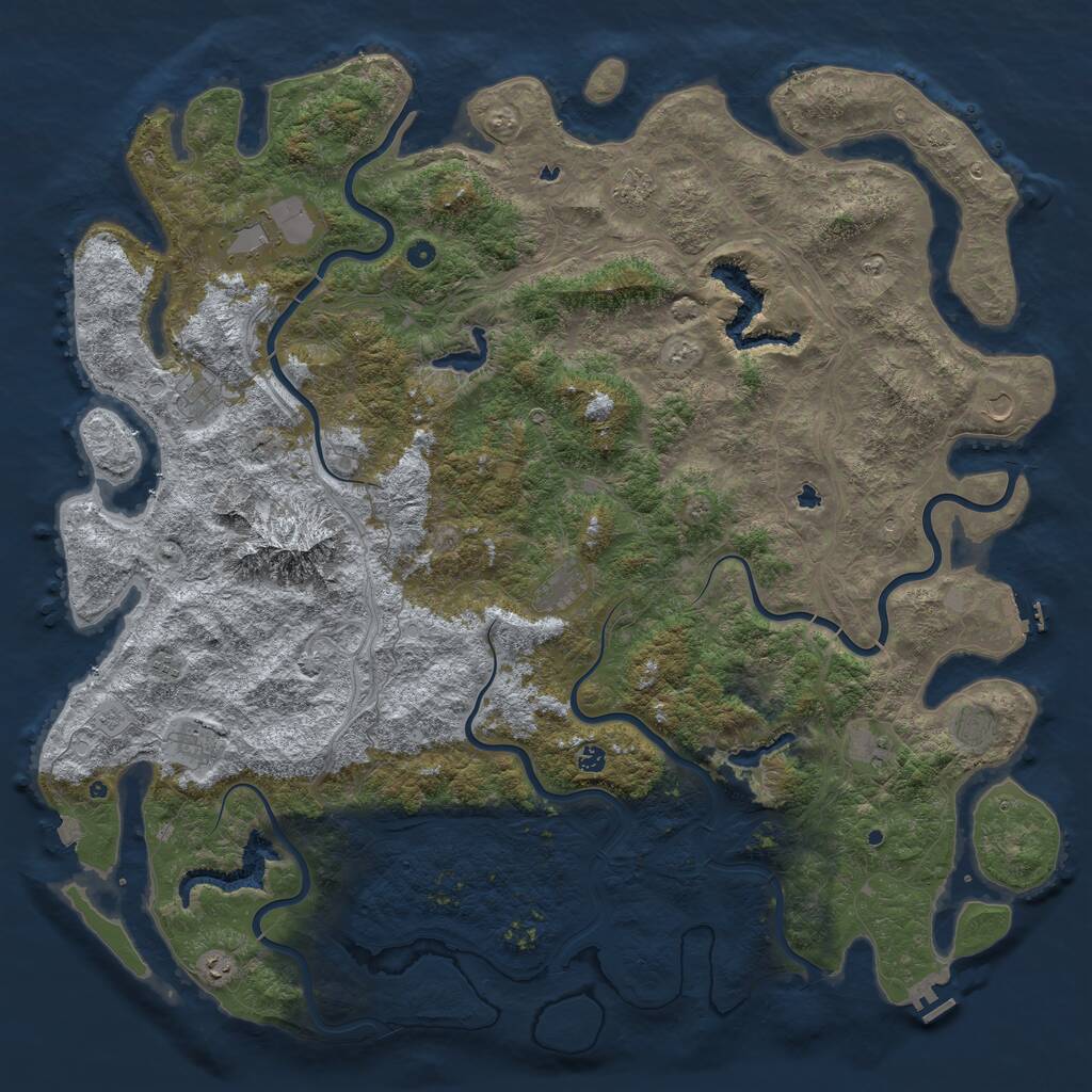 Rust Map: Procedural Map, Size: 6000, Seed: 489476413, 17 Monuments