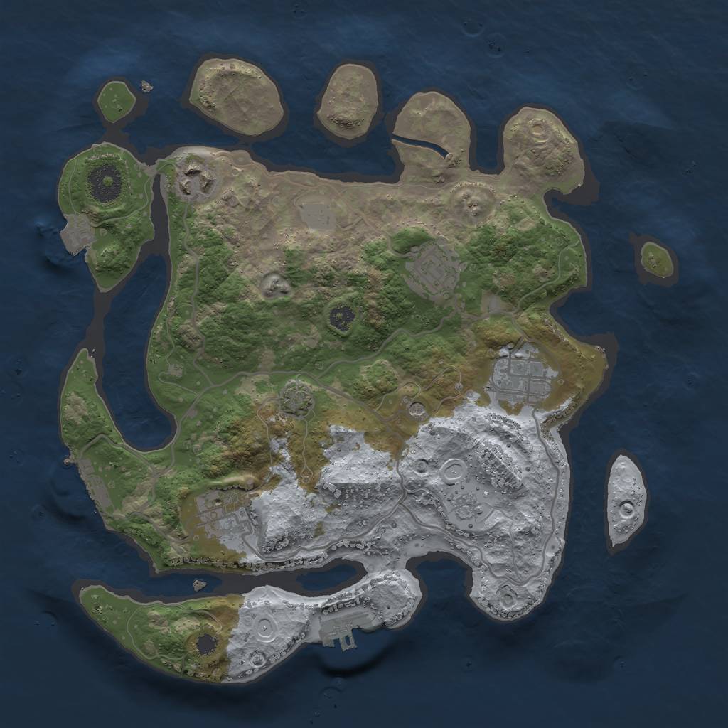 Rust Map: Procedural Map, Size: 3000, Seed: 391562387, 12 Monuments