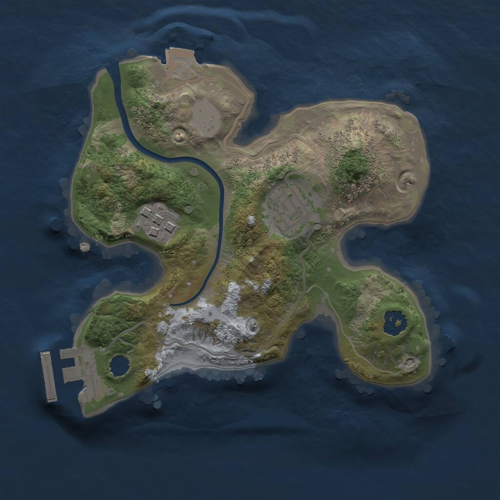 Rust Map: Procedural Map, Size: 2000, Seed: 2347, 4 Monuments