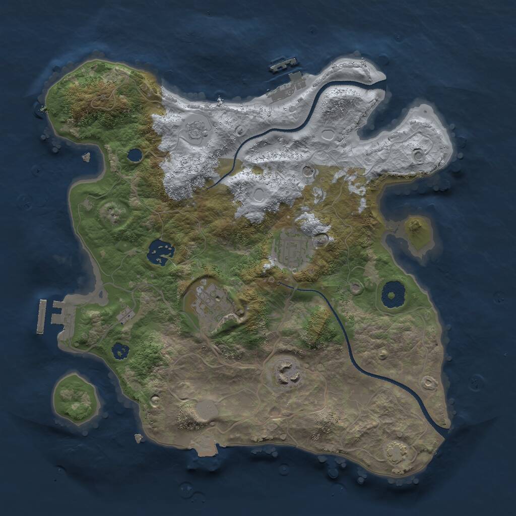 Rust Map: Procedural Map, Size: 3000, Seed: 1707086970, 10 Monuments