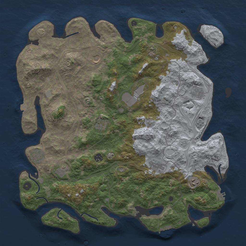 Rust Map: Procedural Map, Size: 4500, Seed: 2120358571, 19 Monuments