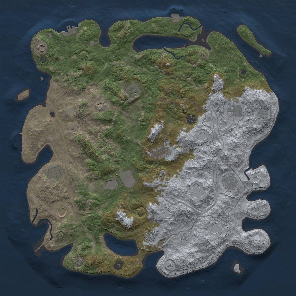 Rust Map: Procedural Map, Size: 4500, Seed: 370269553, 19 Monuments