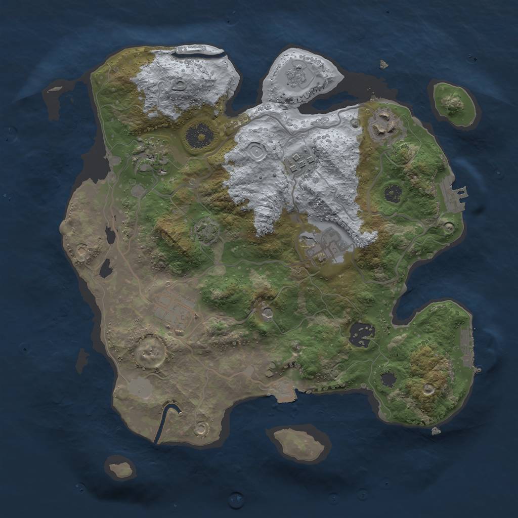 Rust Map: Procedural Map, Size: 3000, Seed: 1103821361, 14 Monuments