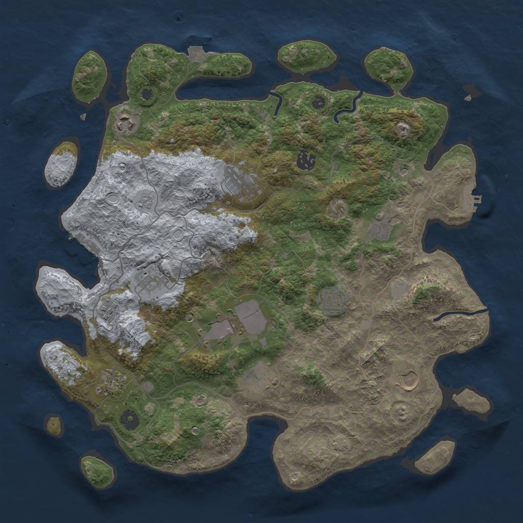Rust Map: Procedural Map, Size: 4000, Seed: 962468937, 19 Monuments