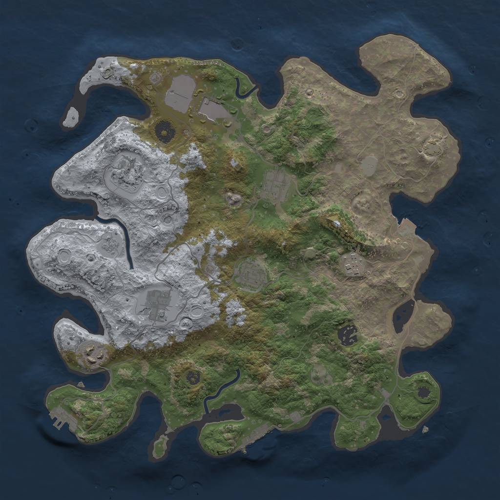 Rust Map: Procedural Map, Size: 3600, Seed: 1333508440, 16 Monuments