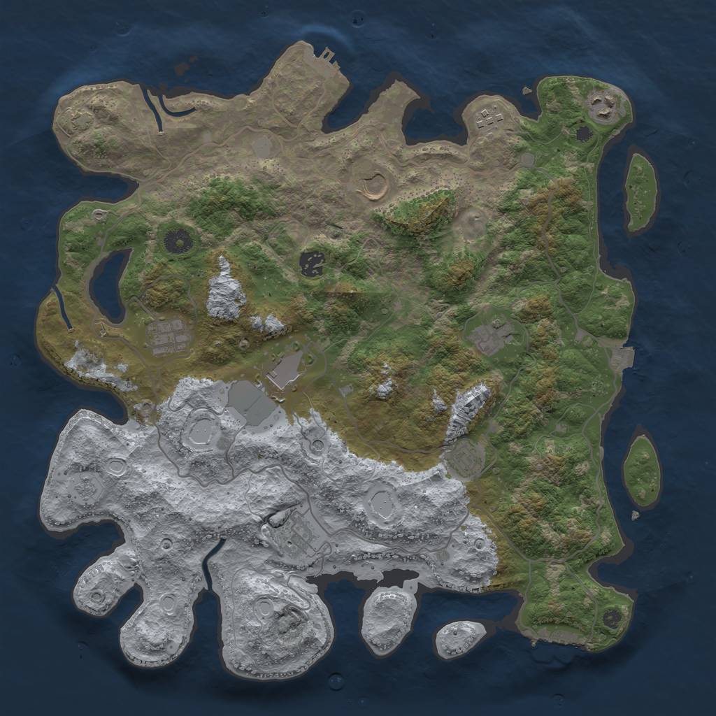 Rust Map: Procedural Map, Size: 4000, Seed: 764027816, 17 Monuments