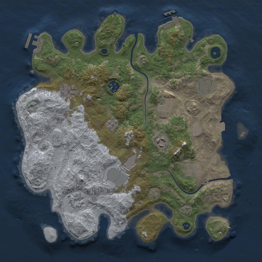 Rust Map: Procedural Map, Size: 3500, Seed: 609519104, 14 Monuments